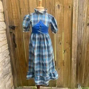 blue plaid corset dress Baby Blue Ombre Lace Midi Dress – Montsand main image 1